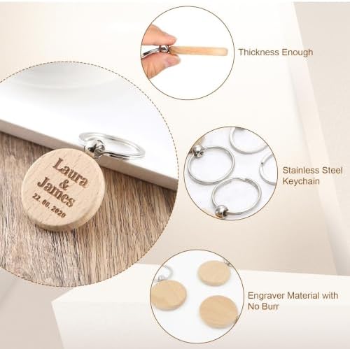 Blank Wooden Keychain Set 100 Pcs 1.5 Inch Round Key Tag