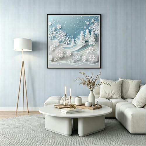 DIYBEADDOT Snow-Covered Diamond Art Kits for Adults，Snowflake Special Shape Diamond Painting Kits for Beginners, DIY Gem Painting for Adults Crafts Home Wall Decor 11.8 X11.8 Inch