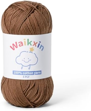 100% Cotton Yarn for Crocheting,Baby Yarn for Crocheting Soft,5 Ply Milk Cotton Yarn,#2 Sport Weight Cotton Yarn,3.52oz/262.4yds Amigurumi Yarn for Puzzle,Clothes&DIY Crafts.(Light Coffee)