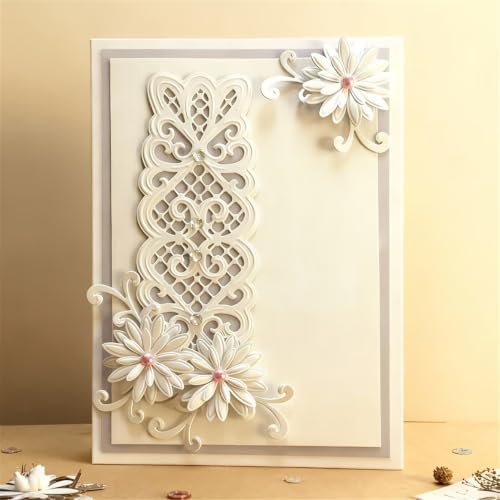 Scrapbooking Die-Cuts for Card Making, Christmas Metal Cutting Dies, Paper Craft Punch Template, Background Embossing Stencils, DIY Album Décor (Lace Flower Edge-12x7.6cm)