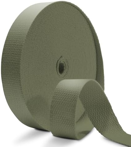 Cotton Webbing 1.5 Inch 12 Yards Natural Cotton Webbing Straps for Bags Handles, 1.5 Inch Weave Webbing for Cloth Tote Bag Straps Making,Cloth Belt, DIY Crafts Decoration (Military Green)