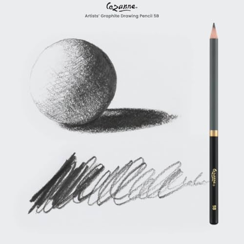 Cezanne Graphite Drawing Pencils Set - 5B, Set of 12 Break-Resistant Graphite Lead, Easy-to-Sharpen Sketch Pencils, Master Artist Quality Graphite Pencils for Technical and Artistic Drawing