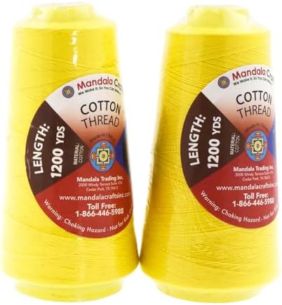 Mandala Crafts Yellow Mercerized Cotton Thread Cones for Sewing Quilting
