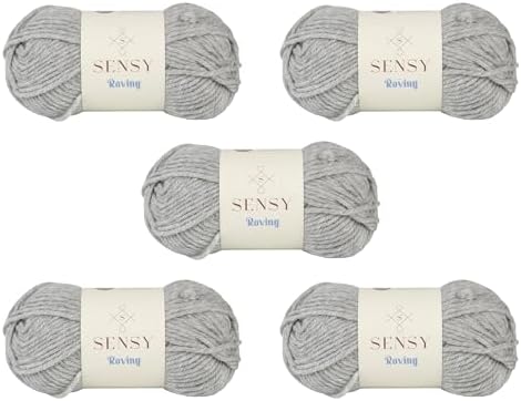 S Sensy Roving-Premium Acrylic&Wool Yarn 5 Pack Light Gray Heather 131yds