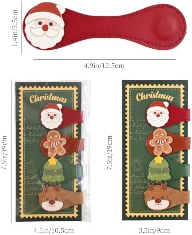 4PCS Christmas Leather Magnetic Bookmarks Set, Festive Xmas Book Markers for Reading Women & Men, Holiday Reading Accessories for Book Lovers，Adults & Kids, Unique Christmas Stocking Stuffers