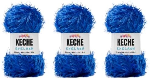 Eyelash Fun Fur Yarn - Premium Soft Crochet Yarn DIY Hand Knitting 100% Polyester 175 Yds 3.53 Oz (Pack of 3) - Royal Blue