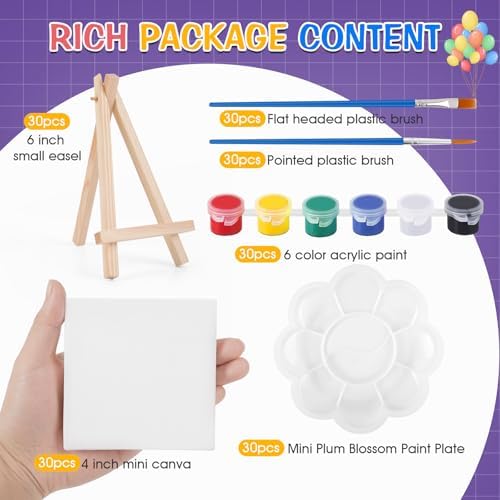 ESRICH 30 Set Canvas Painting Kit, Mini Acrylic Paint Set