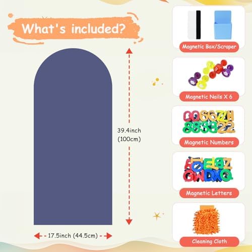 Arch Magnetic Wall Decal 39.3x17.5 Inch Magnetic Chalk Board Sticker Magnet Chalkboard for Wall Peel and Stick Self Adhesive Blackboard Multifunctional for Playroom Home Office