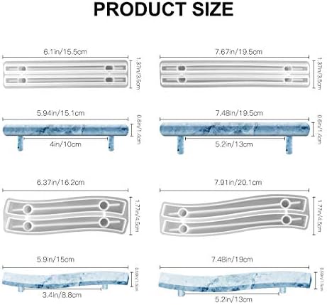 8 Pcs Tray Handles for Resin Mold,4 Set Silicone Tray Handle Mold Epoxy Resin Casting Halloween Molds for DIY Art Craft Storage Cabinet Cupboard Serving Board Jewelry Trays Drawer Fruit Platter