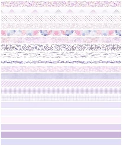 Vintage Washi Tape Set 20 Rolls Skinny Retro Decorative Antique Patterns Masking Tapes for Arts, DIY Crafts, Journals, Planners, Scrapbook, Wrapping (Purple)