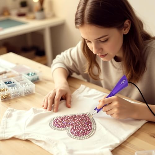 Hotfix Rhinestones Applicator DIY Kit with 4600 Crystals, 19 Pattern Design