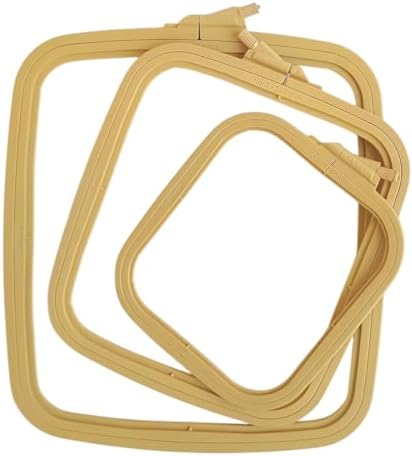 Nurge Square Embroidery Hoop - Plastic Cross Stitch Frame for Needlepoint & Embroidery - Adjustable Craft Hoop - Beige - Set of 3