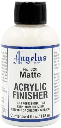Angelus Matte Acrylic Finisher 4 fl oz – Flexible Clear Coat for Leather Shoes, Bags, Jackets & Accessories, Matte Acrylic Sealer Varnish for Leather Craft & Restoration. No. 620