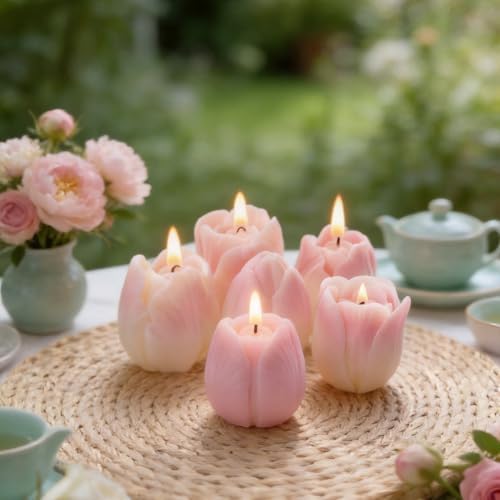 3 PCS Tulip Flower Silicone Molds 3D Floral Candle Mold for Soap,Resin