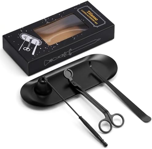 tifanso 4-in-1 Stainless Steel Candle Care Kit for Candle Lovers, Black