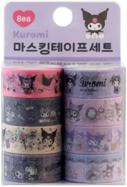 Generic Cute Masking Tape, Washi Tape Set, 8 Pack, 0.6 Inch Wide (Purple)