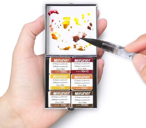 Mini Portable Handmade Artist Watercolor Paint,6 Colors Solid Watercolor