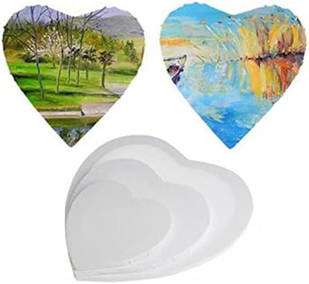 1 Pack Artist Blank Canvas, 20cm Stretched Canvas Frames Panel Board, Heart Art Board for Acrylic Oil Painting