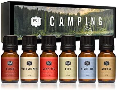 P&J Trading Fragrance Oil Camping Set | Campfire, Smores, Dirt, Fresh Cut Wood, Night Air, and Cedar Candle Scents for Candle Making, Freshie Scent, Soap Making Supplies, Diffuser Oil Scents