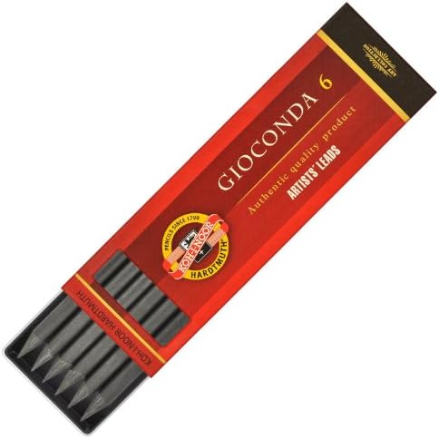Koh-I-Noor Gioconda 5.6 mm, Set of 6 Leads for Artists' drawing. 4865 4B