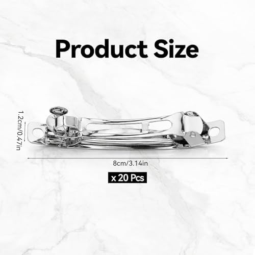 20 Piece Blank French Barrette Hair Clips 3'' Silver Metal French Hair Barrettes DIY Craft Automatic Spring Snap Hair-Clips Clasps for DIY Hair-Accessories