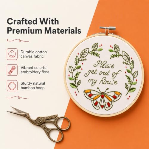 FUNATIC Please Get Out of My House Funny Embroidery Kit for Adults