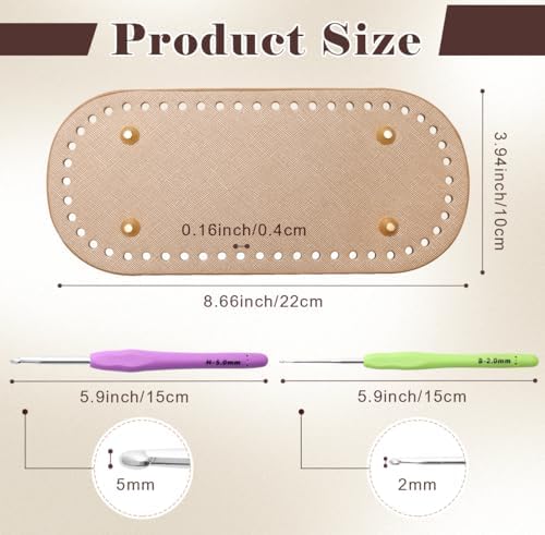 Coitak 4+8 PCS Bag Bases for Crochet with Purse Handles, 2 PCS Crochet Hook