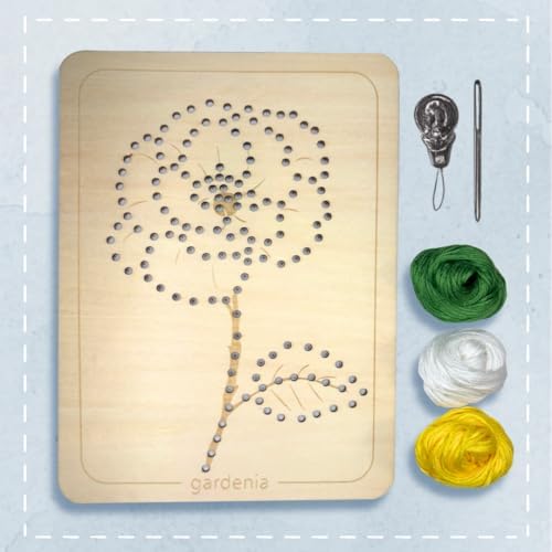 Wooden Flower Lacing Embroidery Kits for Beginners, Set of 5 Learn-to-Stitch Craft Boards, Sewing & Embroidery Art Kits for Kids Ages 8+, DIY Craft Projects, Educational Gifts, Party Favors (Winter)