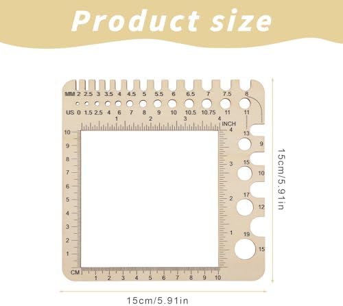 Wooden Knitting Gauge Measuring Tool, Knitting Needle Sizer Ruler Gadgets Wooden Measuring Tool Notions Multi-Size Holes Knitter Gifts for Needles for Spinners Yarn Art Sewing Crochet Accessories