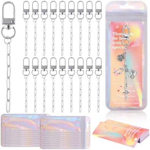 Wurosi 18pcs Paperclip Keychain Making Kit,Key Ring Swivel Snap Hook Chains