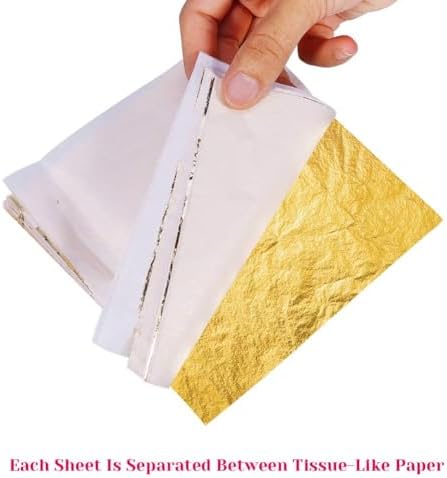 Gold Leaf Sheet for Resin, Paxcoo 300 Sheets Gold Flakes for Resin Nail Foil for Resin Jewelry Making Slime, Nail Arts, Gilding Crafting, Paint, Decoration, 5.5 by 5.5 Inches