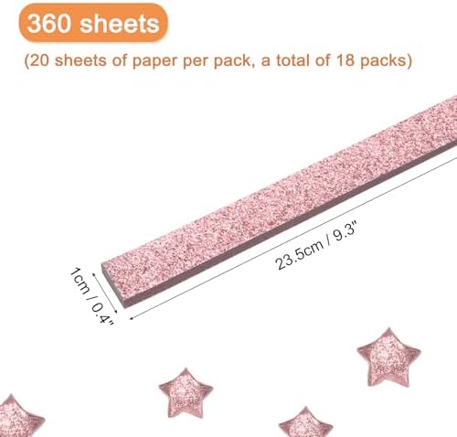 MECCANIXITY 360 Sheets Origami Paper Glitter Stars Papers Rose Gold Fold Paper for Beginner Arts Crafts Projects,0.4 x 9.3 Inch