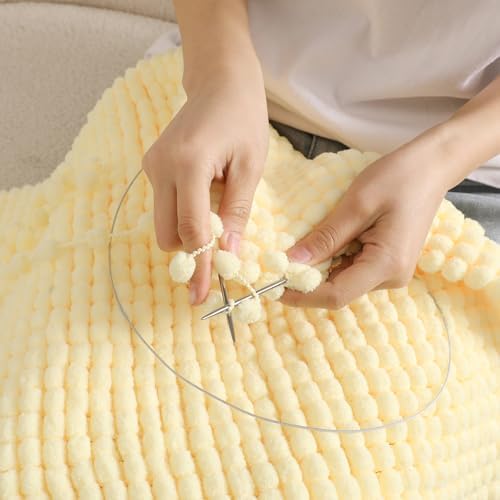 Hand-Woven Ball Yarn, 4 Pack, 380g Total, for Blankets, Cushions, and Pet Nests, Fluffy Chunky Craft Yarn (Light Yellow)