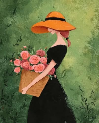 ZRIZQ Paint by Numbers Kit for Adults Beginner,Woman Flowers,16x20
