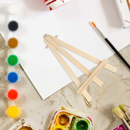 4 Pack Easel Display Stand Mini Wood Display Easels for Painting Artist Tabletop Holder Mini Wooden Easels for Photos Art Crafts Natural Wood Easels for Small Canvases Displaying