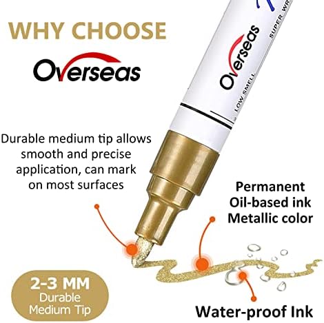 Overseas 8 Colors Paint Pens, Oil Based Permanent Paint Markers Medium Tip