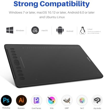 HUION Inspiroy H1161 Graphics Drawing Tablet with Touch Strip, 11x6.87 Inch