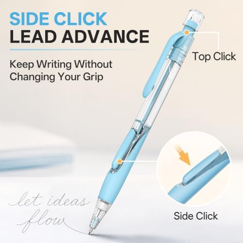 WUO 5PCS 0.7mm Cute Mechanical Pencil Set, 480PCS HB Leads, 4B Erasers