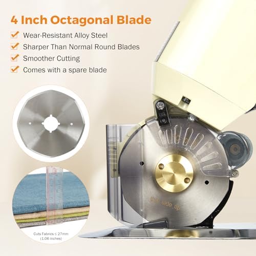 BEAMNOVA Electric Rotary Cutter for Fabric, Cloth Cutting Machine