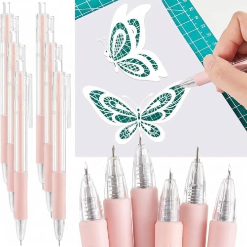 6 Pieces Art Cutting Tools Knife Pen Craft Paper Cutter Pen Carving Tools for DIY Kit Scrapbooking Drawing and Crafting Utility Precision Paper Cutting Tool (Pink)