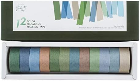 YUBBAEX 12 Rolls Washi Tape Set Natural Color Decorative Tapes for Arts, DIY Crafts, Journals, Planners, Scrapbook, Wrapping Wide -Salty Morandi- (Salty, 15mm x 12Rolls)