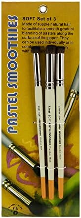 Creative Mark Pastel Smoothies Soft Set of 3 | 12 Pack | 36 Total - Paintbrush for Pastel Blending Bristle & Nylon Hair for Blending on Rough Surfaces Short Handle Lacquered Wood Handles
