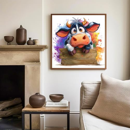 Cow Paint by Numbers Kit for Kids, 8x8 inch
