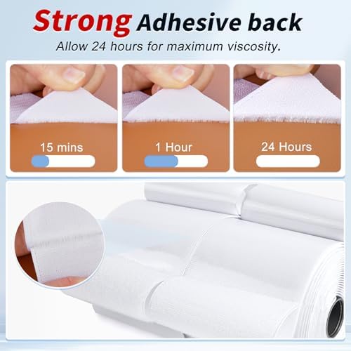4 Inch x 20Ft Hook and Loop Strips with Adhesive, Double Sided Self Adhesive, Nylon Self Tape for Home Office School and Crafting