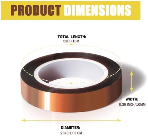 MEBMIK 12 Rolls 10mm x16m(52FT) Heat Tape High Temperature Heat Resistant Tape Heat Transfer Tape for Heat Sublimation Press Vinyl,No Residue