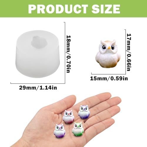 Cute Tiny Owl Shape Resin Silicone Mold Micro Dollhouse Animal Epoxy Casting Mold for DIY Resin Art Fairy Garden Miniatures Landscape Crafts Decor
