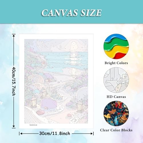 AIBOERL Paint by Numbers Kit for Adults Beginner, Beach, 12X16In