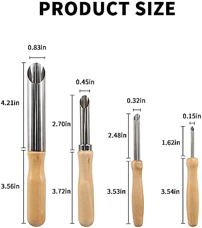 4 Pack Stainless Steel Circular Clay Hole Cutters, Wooden Handle Clay Tools for Drilling and Sculpture, Pottery Tools and Supplies