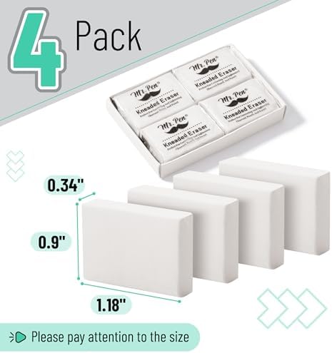Mr. Pen- Kneaded Erasers, 0.9" x 1.18", 4 Pack, White