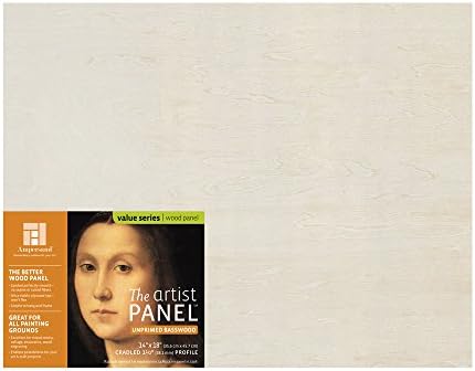 Ampersand Art Supply Unprimed Basswood Artist Panel, 1-1/2" Cradled Profile, 14"x18"